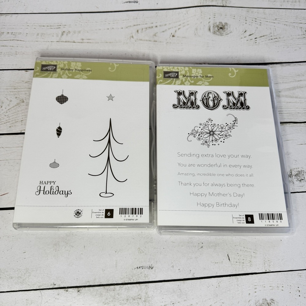 Stampin' Up! Holiday Happiness & Messages for Mom Clear‎ Stamp Sets Lot 2